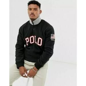 Polo Ralph Lauren Men's 1/4 Zip Fleece USA Flag Pullover Sweatshirts Size Small